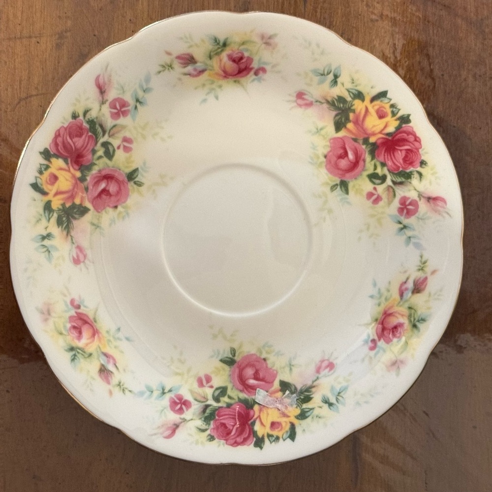 Floral Saucer with Pink and Yellow Roses